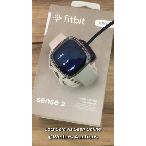 8455 - FITBIT SENSE 2 WHITE FITNESS TRACKER / POWERS UP, NOT FULLY TESTED, MINIMAL IF ANY SIGNS OF USE / T7