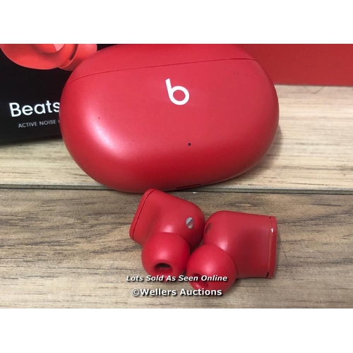 8476 - BEATS STUDIO BUDS / RED - MJ503ZM/A / POWERS UP AND CONNECTS TO BLUETOOTH, APPEARS FUNCTIONAL, WITHO... 