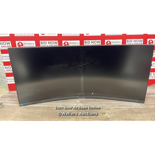 8481 - SAMSUNG 34 UWQHD MONITOR / SMASHED AND SCRATCHED SCREEN / WITH STAND AND POWER CABLES / NOT TESTED /... 