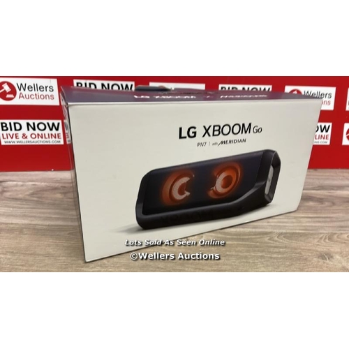 8486 - LG PN7 PORTABLE WIRELESS SPEAKER / POWERS UP / CONNECTS TO BLUETOOTH AND PLAYS MUSIC / MINIMAL SIGNS... 