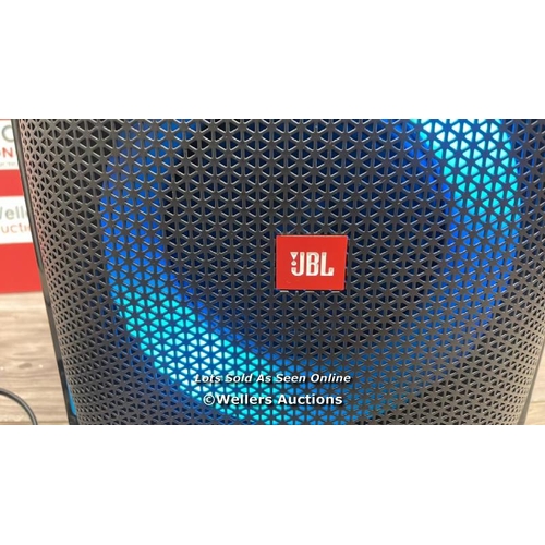 8487 - JBL PARTYBOX SPEAKER WITH MICROPHONE / POWERS UP / CONNECTS TO BLUETOOTH AND PLAYS MUSIC / MIC CONNE... 