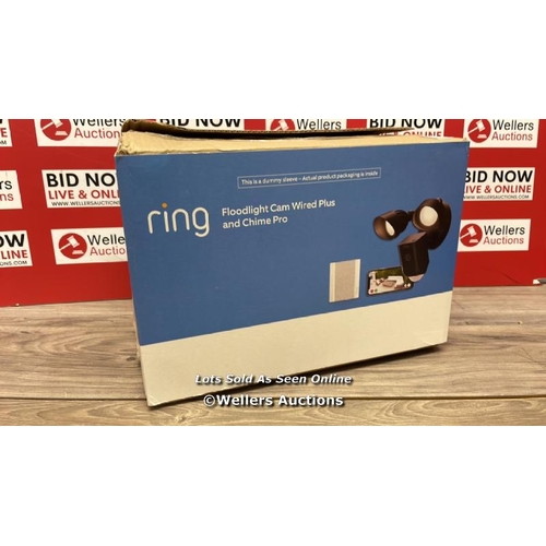 8495 - RING FLOODLIGHT CAM PLUS WIRED WITH CHIME PRO / MINIMAL SIGNS OF SIGNS OF USE / UNTESTED / WITHOUT C... 