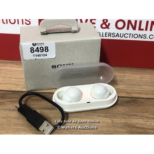 8498 - SONY WF-C500 TRUE WIRELESS BLUETOOTH IN-EAR HEADPHONES WITH MIC/REMOTE, WHITE / POWERS UP, DOES NOT ... 