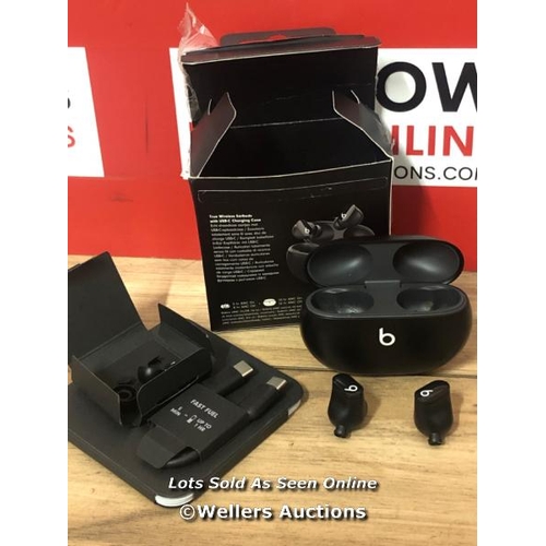 8506 - BEATS STUDIO BUDS MJ4X3ZM/A2514 / POWERS UP, CONNECTS TO BLUETOOTH BUT NO SOUND, DAMAGE TO THE LEFT ... 