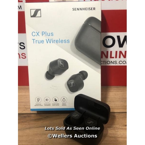 8511 - SENNHEISER CX PLUS TRUE WIRELESS EARBUDS / POWERS UP AND CONNECTS TO BLUETOOTH, APPEARS TO BE FUNCTI... 