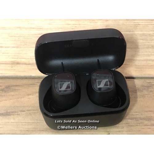 8511 - SENNHEISER CX PLUS TRUE WIRELESS EARBUDS / POWERS UP AND CONNECTS TO BLUETOOTH, APPEARS TO BE FUNCTI... 