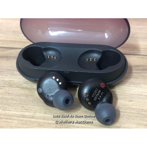 8512 - SONY WF-C500 EARBUDS / POWERS UP, DOES NOT CONNECT TO BLUETOOTH, SIGNS OF USE, WITHOUT CHARGING CABL... 