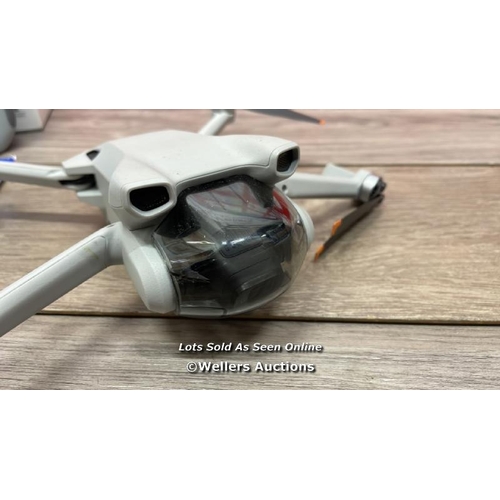 8522 - DJI MINI 3 DRONE WITH DJI REMOTE CONTROL / DAMAGED ARM (SEE PHOTOS) / USER ACCOUNT LOCKED / WITH 128... 