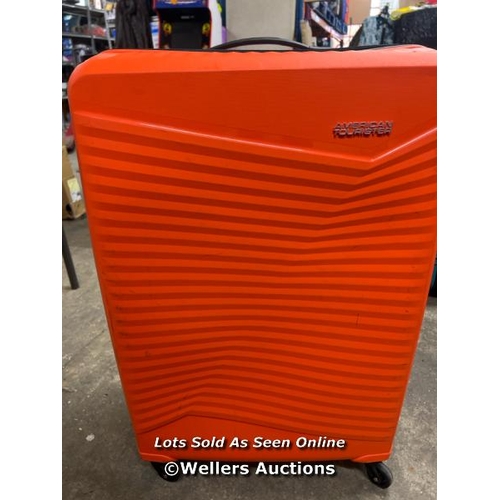 2009 - AMERICAN TOURISTER JETDRIVER LARGE 4 WHEEL SPINNER CASE / SIGNS OF USE / WHEELS, ZIPS & HANDLES APPE... 