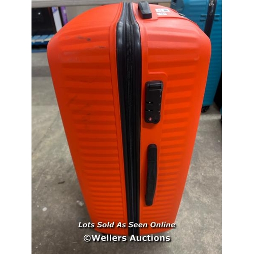 2011 - AMERICAN TOURISTER JETDRIVER LARGE 4 WHEEL SPINNER CASE / SIGNS OF USE / WHEELS, ZIPS & HANDLES APPE... 