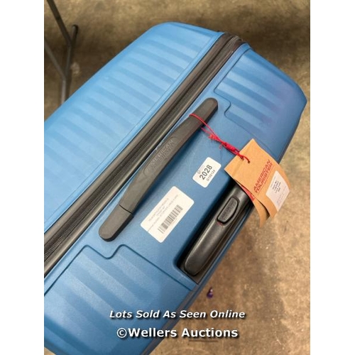 2028 - AMERICAN TOURISTER JETDRIVER LARGE 4 WHEEL SPINNER CASE / SIGNS OF USE / WHEELSHANDLES APPEAR OK / O... 