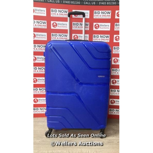 2146 - AMERICAN TOURISTER JETDRIVER LARGE 4 WHEEL SPINNER CASE / SIGNS OF USE / WHEELS & HANDLES APPEAR OK ... 