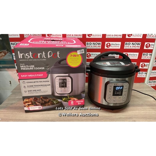 2156 - INSTANT POT DUO 8, 7-IN-1 MULTI COOKER 7.6L / POWERS UP / SIGNS OF USE / E26