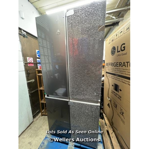 2175 - HAIER HTF-520IP7 4 DOOR FRIDGE FREEZER / NEW / RIGHT HAND DOORS SMASHED(SEE IMAGES) / POWERS UP / MA