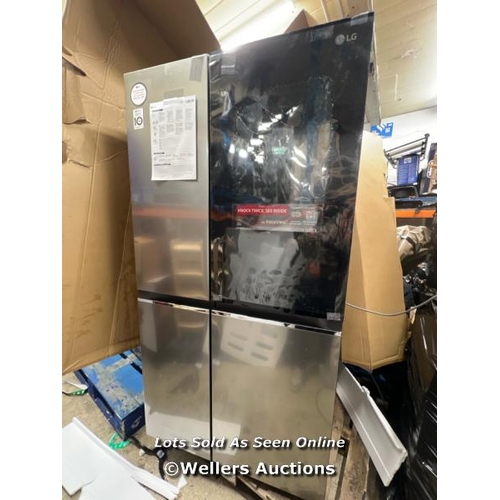 2176 - LG SIDE BY SIDE FRIDGE FREEZER / NEW / RIGHT HAND DOOR FRONT GLASS SMASHED(SEE IMAGES) / POWERS UP /... 