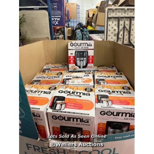 2179 - 18X GOURMIA 6.7L DIGITIAL AIR FRYERS / PLUS 1 GOURMIA 5.7L DIGITAL AIR FRYER / ALL BOXED / UNCHECKED... 