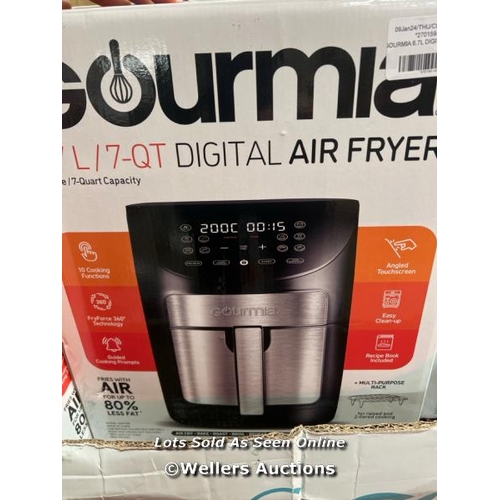 2179 - 18X GOURMIA 6.7L DIGITIAL AIR FRYERS / PLUS 1 GOURMIA 5.7L DIGITAL AIR FRYER / ALL BOXED / UNCHECKED... 