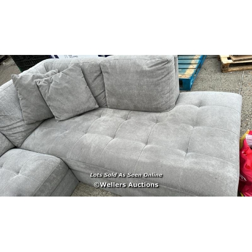 2302 - THOMASVILLE KYLIE GREY FABRIC CORNER SOFA WITH STORAGE OTTOMAN / EX - DISPLAY 2X OF MAIN CUSHIONS HA... 