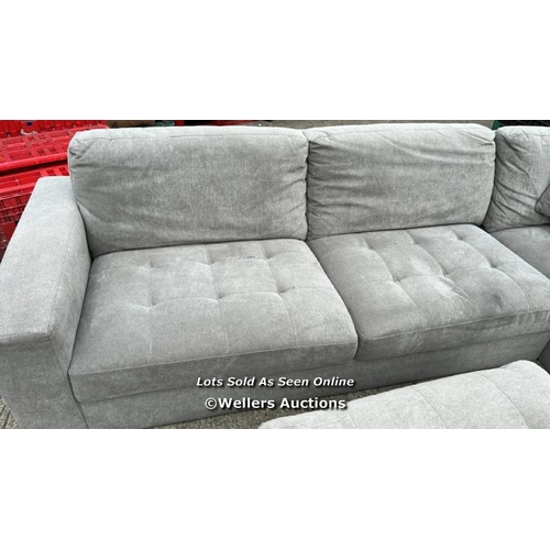 2302 - THOMASVILLE KYLIE GREY FABRIC CORNER SOFA WITH STORAGE OTTOMAN / EX - DISPLAY 2X OF MAIN CUSHIONS HA... 