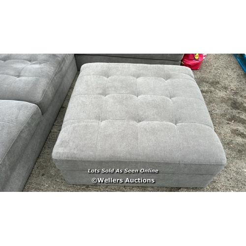 2302 - THOMASVILLE KYLIE GREY FABRIC CORNER SOFA WITH STORAGE OTTOMAN / EX - DISPLAY 2X OF MAIN CUSHIONS HA... 