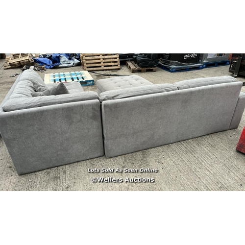 2302 - THOMASVILLE KYLIE GREY FABRIC CORNER SOFA WITH STORAGE OTTOMAN / EX - DISPLAY 2X OF MAIN CUSHIONS HA... 