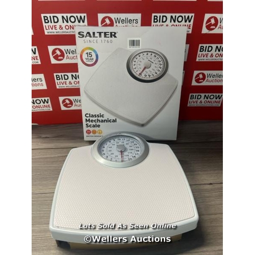 3033 - SALTER CLASSIC MECHANICAL BATHROOM SCALE, WHITE / MINIMAL SIGNS OF USE / H7