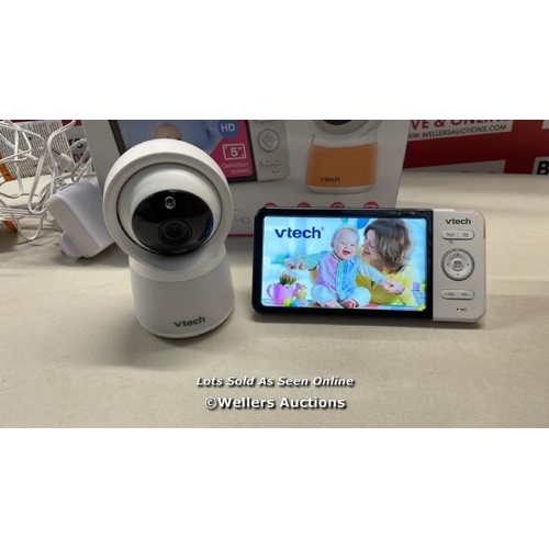 3063 - VTECH RM5754HD 5INCH SMART WI-FI 1080P VIDEO BABY MONITOR / POWERS UP / SIGNS OF USE / H13