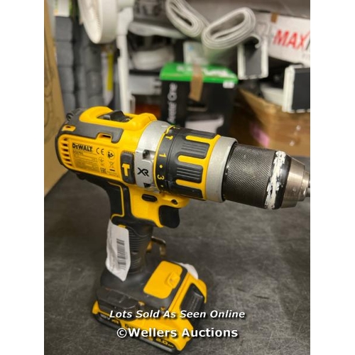 4052 - DEWALT 18V XR LI-ION BRUSHLESS COMPACT HAMMER DRILL DRIVER & AH BATTERY / POWERS UP / SIGNS OF USE /... 