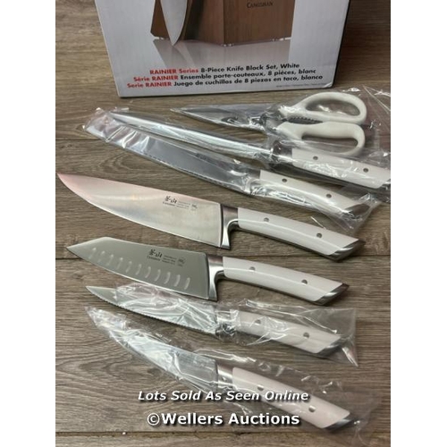 4060 - CANGSHAN RAINIER SERIES GERMAN STEEL FORGED 8-PIECE KNIFE BLOCK SET / VERY MINIMAL SIGNS OF USE / SE... 