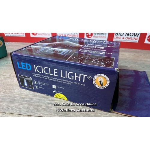 4077 - 4M LED ICICLE LIGHTS / NEW, OPEN BOX / A13