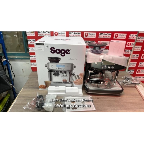 4092 - SAGE BARISTA PRO BEAN TO CUP COFFEE MACHINE - SES878BST (15 BAR PRESSURE, INTUITIVE LCD INTERFACE, 2... 