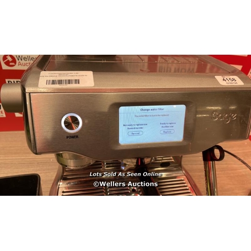 4158 - SAGE THE ORACLE TOUCH AUTOMATIC BEAN TO CUP COFFEE MACHINE (SES990BSS2G1UK1) / POWERS UP / SIGNS OF ... 