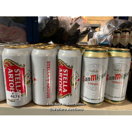 4671 - 15X STELLA ARTOIS / 440ML / 4.6% & X7 SAN MIGUEL 440ML / 5% / F14