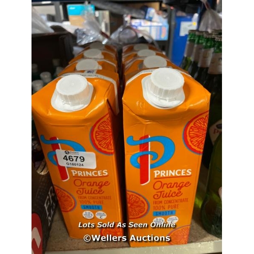 4679 - 8X PRINCES ORANGE JUICE / 1L CARTONS / F16