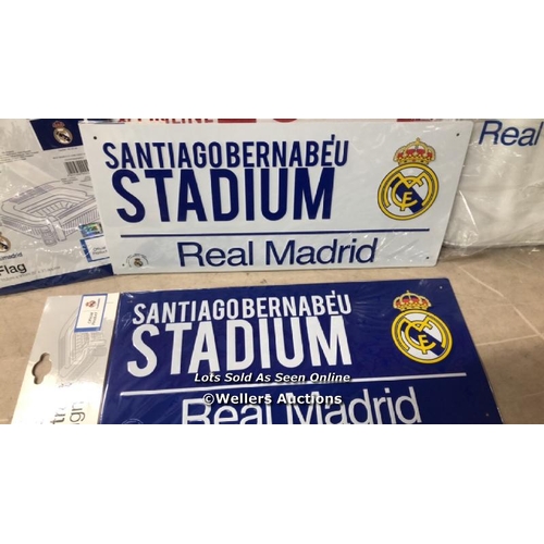 5079 - NEW REAL MADRID FLAG, BAG AND METAL SIGNS  / NO VAT ON THE HAMMER PRICE / B15