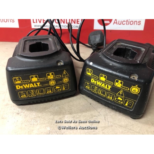 5109 - 2X PRE-OWNED DEWALT DE9107 BATTERY CHARGERS, UNTESTED / NO VAT ON THE HAMMER PRICE / C17