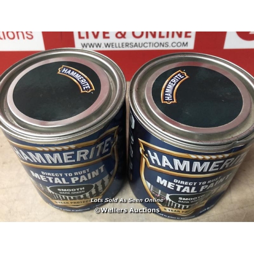 5110 - 2X HAMMERITE DIRECT TO RUST METAL PAINT - DARK GREEN, 750ML / NO VAT ON THE HAMMER PRICE / C17