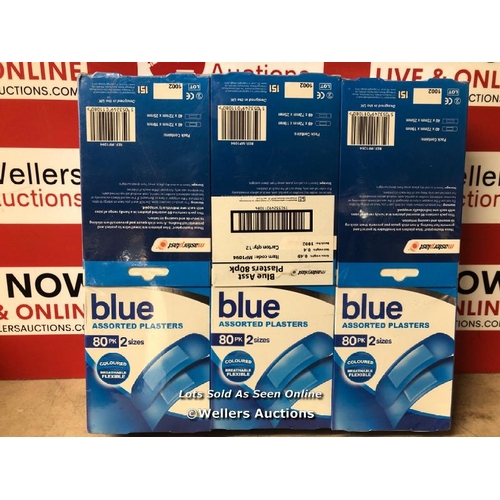 5130 - 12X NEW BLUE PLASTER 80PK / NO VAT ON THE HAMMER PRICE / C18