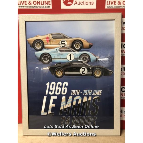 5861 - FRAMED LE MANS 1966 RACING PRINT, 46 X 56CM  / NO VAT ON THE HAMMER PRICE / C18