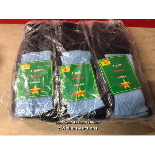 5864 - 6X NEW PAIRS OF GAME SOCKS SIZE 4-7 / NO VAT ON THE HAMMER PRICE / C18