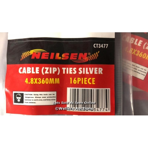 5881 - 21X NEW PACKS OF NEILSEN ZIP TIES (16PC PER PACK) / NO VAT ON THE HAMMER PRICE / C19