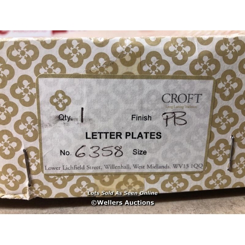 5900 - NEW CROFT BRASS LETTER PLATE  / NO VAT ON THE HAMMER PRICE / C20