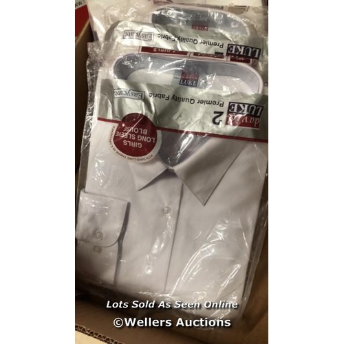 5909 - 6X NEW DAVID LUKE GIRLS LONG SLEEVE SCHOOL BLOUSE, MIXED SIZES  / NO VAT ON THE HAMMER PRICE / C12