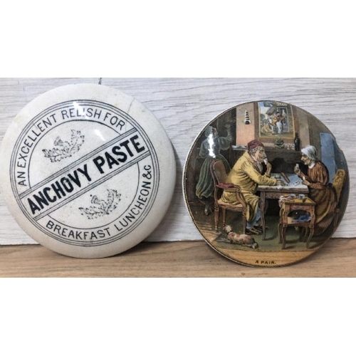 21 - Collection of mainly victorian pot lids including Harrod's areca nut toothpaste, Fortnum & Mason cav... 