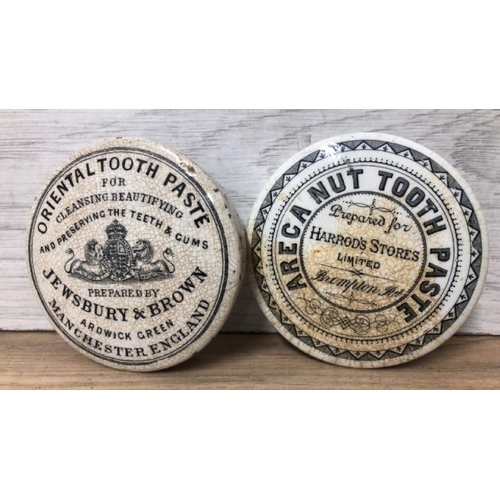 21 - Collection of mainly victorian pot lids including Harrod's areca nut toothpaste, Fortnum & Mason cav... 