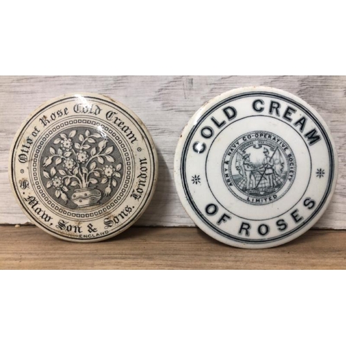 21 - Collection of mainly victorian pot lids including Harrod's areca nut toothpaste, Fortnum & Mason cav... 