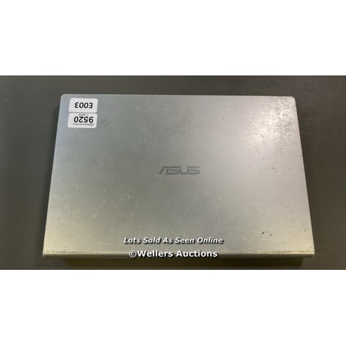 9520 - ASUS LAPTOP MODEL X415J / 4GB RAM / HD REMOVED - FAULTY / POWERS ON BUT NOTHING SHOWS ON SCREEN