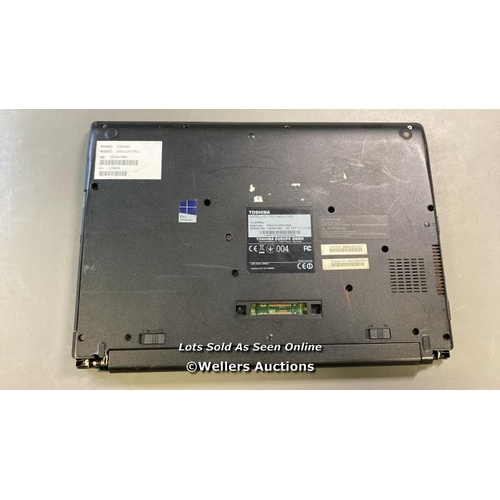 9585 - TOSHIBA SATELLITE PRO R40-C-10R / HD REMOVED - CHASSIS DAMAGED - POWERS ON BUT NOTHING SHOWS ON THE ... 