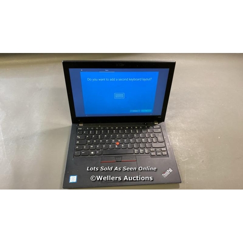 9591 - LENOVO THINKPAD X280 / 8GB RAM / 250GB HD / I3-8130U @ 2.20GHZ / SN: PC101XXS / PROFESSIONALLY WIPED... 