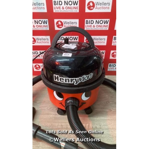 6074 - HENRY MICRO HI-FLO VACUUM CLEANER / POWERS UP / SIGNS OF USE / C38